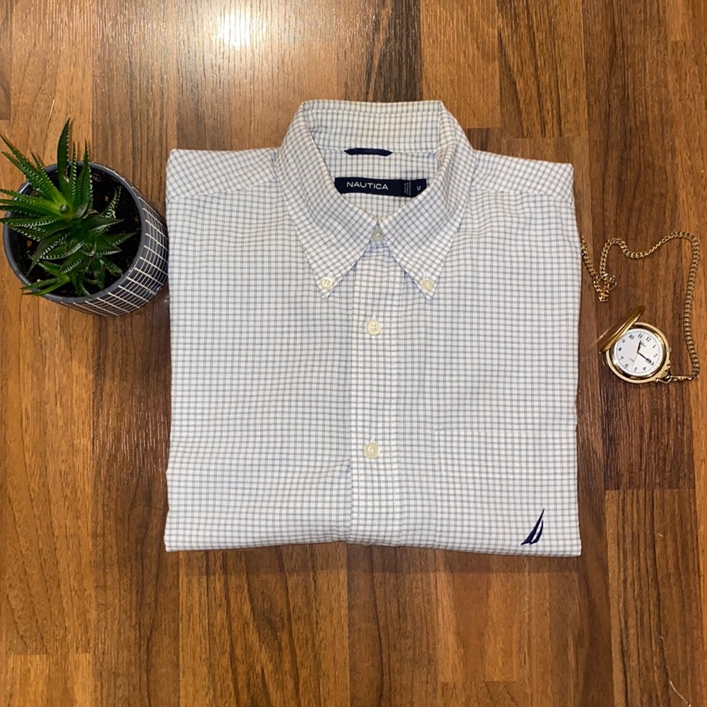 Mens Nautica long sleeve button down shirt